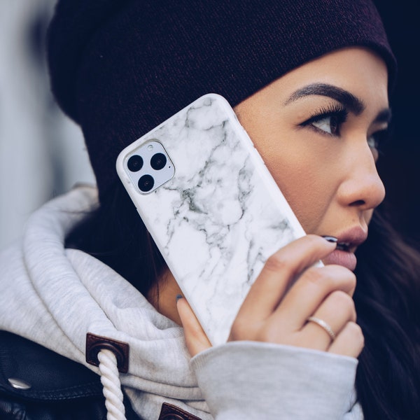 White Marble iPhone Case for iPhone 14 Case, 13 Case, 13 Pro Max, and iPhone 12 Case - 360º 6 Foot Drop Protection - Marble iPhone Case