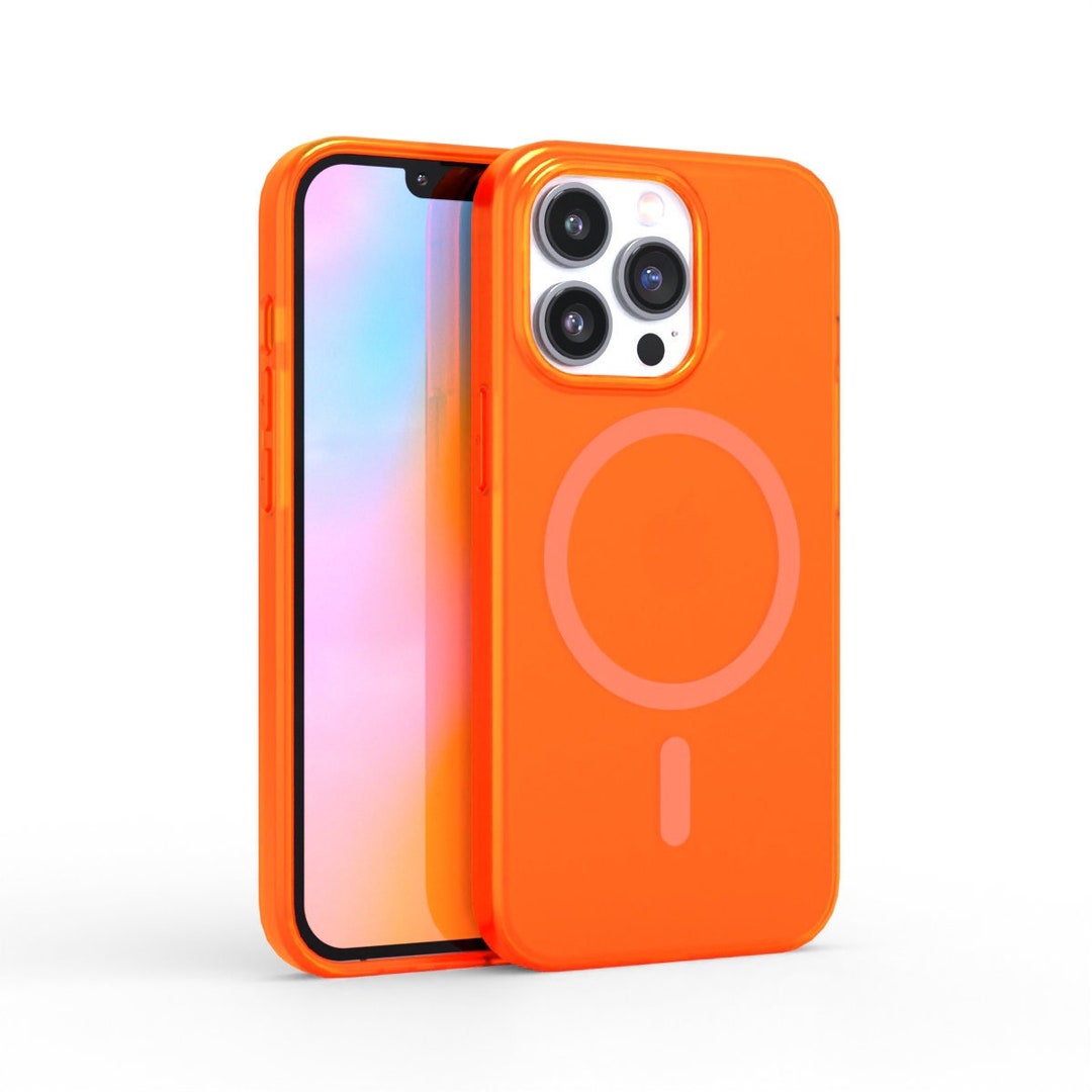 DAZZLING! Neon Orange Magsafe iPhone Case for iPhone 14, iPhone 13