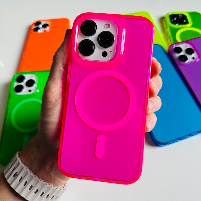 Neon Pink Green Orange Yellow Purple Blue Protective iPhone cases for iPhone 16, iPhone 16 Plus, iPhone 16 Pro, iPhone 16 Pro Max, iPhone 15, iPhone 15 Plus, iPhone 15 Pro, iPhone 15 Pro Max iPhone 14 Pro Max iPhone 13 Pro Max, iPhone 12 Pro Max