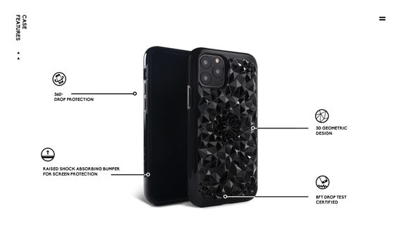 グロスブラック万華鏡 iPhone ケース (iPhone 14、iPhone 13、iPhone
