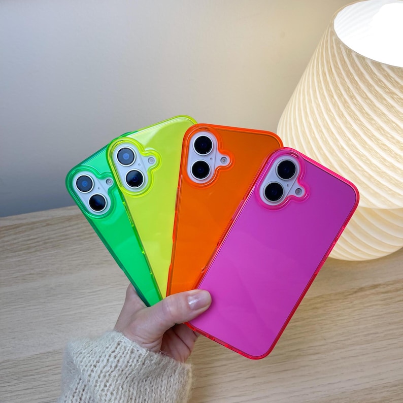 Neon Pink Green Orange Yellow Purple Blue Protective iPhone cases for iPhone 16, iPhone 16 Plus, iPhone 16 Pro, iPhone 16 Pro Max, iPhone 15, iPhone 15 Plus, iPhone 15 Pro, iPhone 15 Pro Max iPhone 14 Pro Max iPhone 13 Pro Max, iPhone 12 Pro Max