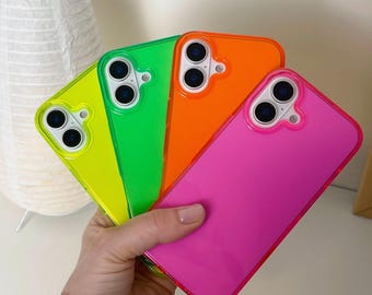 BRIGHT! MagSafe Neon Pink Green Orange Purple Blue Clear Case for iPhone 16 iPhone 15, iPhone 14 iPhone 13 Pro Max iPhone 12 14 Pro Max Case