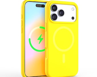 Neon Yellow Silicone iPhone 17 Pro Max Case With Optional MagSafe – Shockproof Protective Cover in Bright Purple, Blue, Orange, Green, Pink