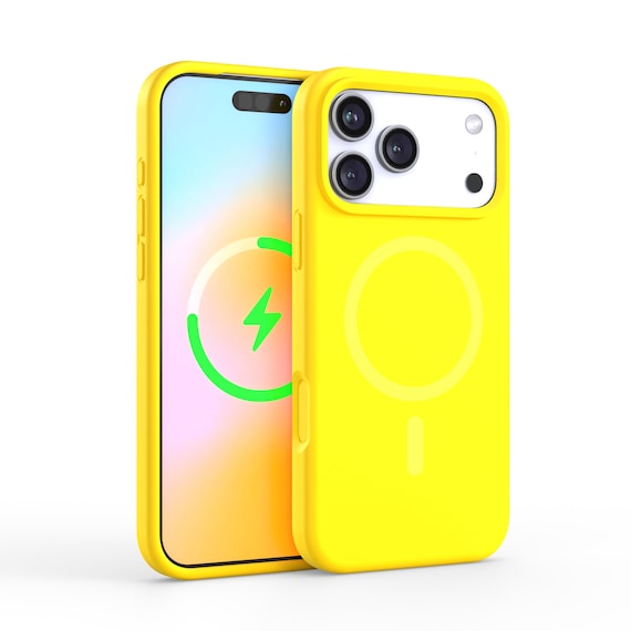 Neon Yellow Silicone iPhone 17 Pro Max Case With Optional Magsafe
