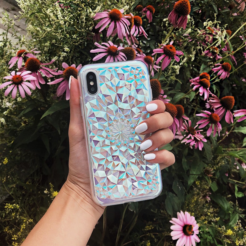 Iphone XS Max Case // Clear Cosmic Holographic Iphone XS Max Etsy