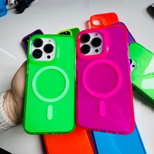Neon Pink Green Orange Yellow Purple Blue Protective iPhone cases for iPhone 16, iPhone 16 Plus, iPhone 16 Pro, iPhone 16 Pro Max, iPhone 15, iPhone 15 Plus, iPhone 15 Pro, iPhone 15 Pro Max iPhone 14 Pro Max iPhone 13 Pro Max, iPhone 12 Pro Max