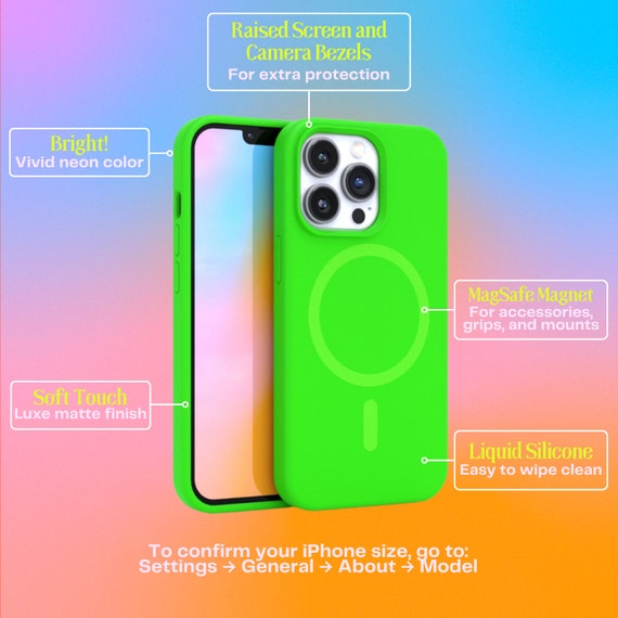 Custodia per iPhone verde neon per iPhone 13, custodia 13 Pro Max, iPhone 12, iPhone 12 Pro, custodia per iPhone 12 Pro Max / Custodia per iPhone verde neon in silicone - Italia