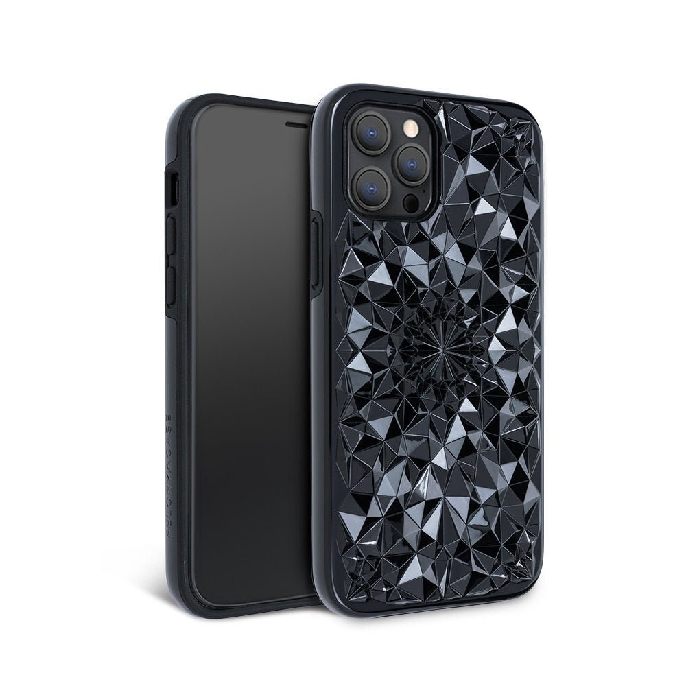グロスブラック万華鏡 iPhone ケース (iPhone 14、iPhone 13、iPhone