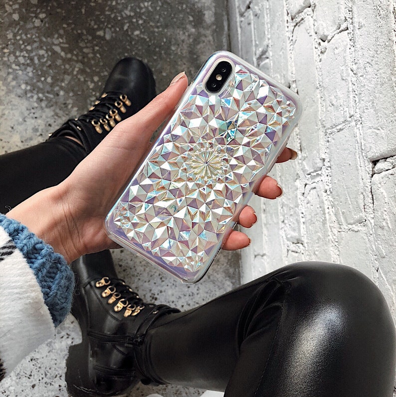 Iphone XS Max Case // Clear Cosmic Holographic Iphone XS Max Etsy