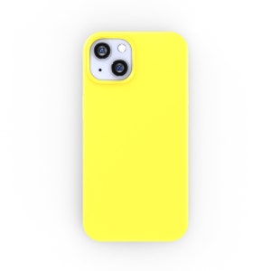 May include: A bright yellow phone case with a white camera bump and two black lenses.