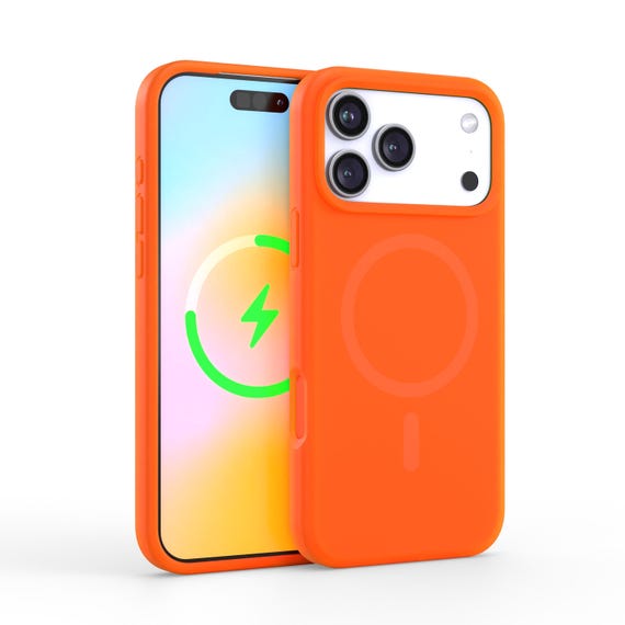 ネオンオレンジシリコン製 iPhone 17 Pro Max ケース MagSafe