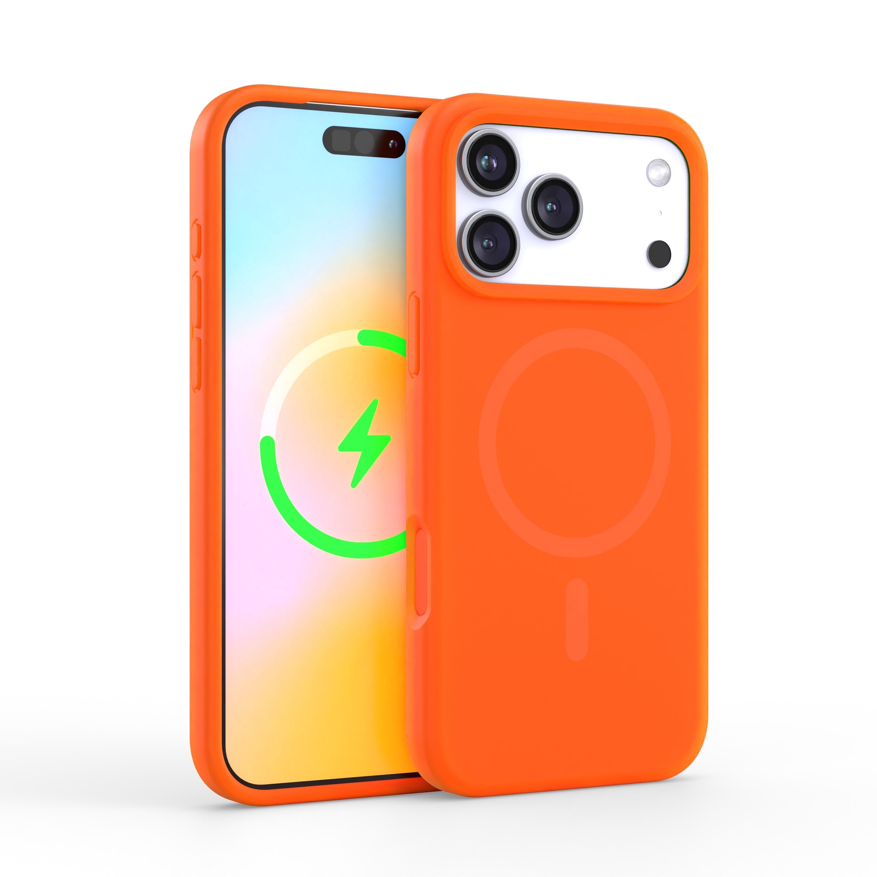 ネオンオレンジシリコン製 iPhone 17 Pro Max ケース MagSafe