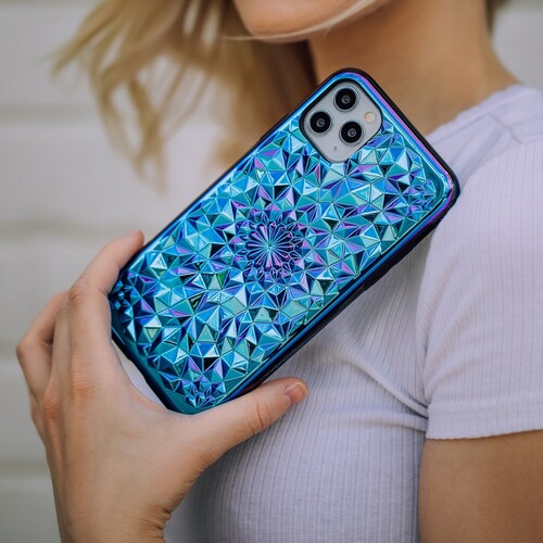 OLŚNIEWAJĄCE! Kosmiczny niebieski kalejdoskop etui na iPhone'a 14, iPhone'a 13, iPhone'a 12, iPhone'a 11 iPhone'a 13 Pro Max - 360º 6 Ft Ochronne etui na iPhone'a