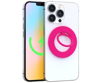 Neon Pink MagSafe iPhone Ring Grip and Stand for iPhone 15, iPhone 14, iPhone 13, and iPhone 12 - MagSafe Phone Grip to stop drops!