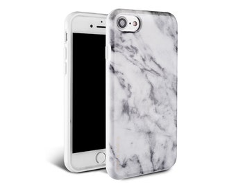 White Marble Case for iPhone SE - New 2020 Model - White Polished Marble // 360º Protective Case With 6 Foot Certified Drop Protection!