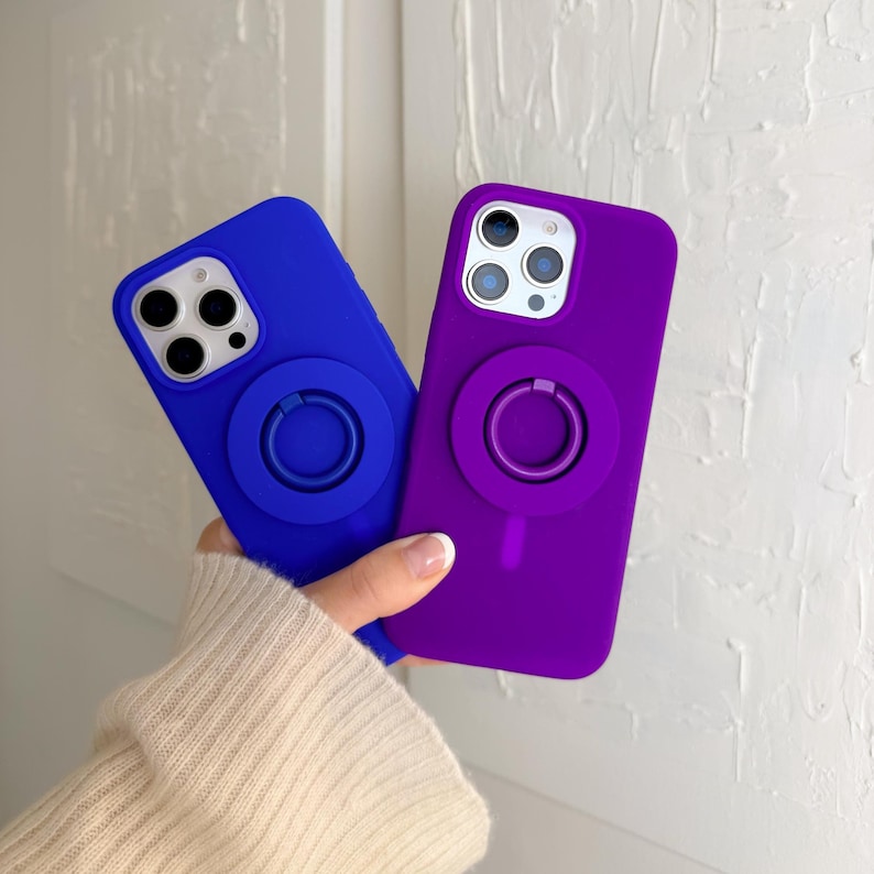 Neon MagSafe Ring Grip with Matching Silicone Premium iPhone Case with MagSafe. Available in Neon Pink, Green, Orange, Yellow, Purple, Blue image 3