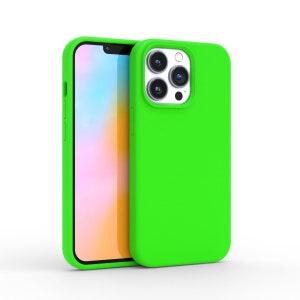 Coque iphone vert néon LUMINEUX ! Coque pour iPhone 15, iPhone 14+, iPhone 14 Pro, iPhone 14 Pro Max / Coque de protection verte fluo pour iPhone 14