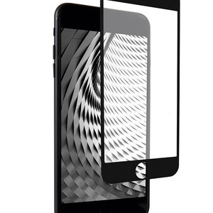 Puede incluir: Un iPhone negro con un protector de pantalla transparente aplicado. El protector de pantalla tiene un borde negro.