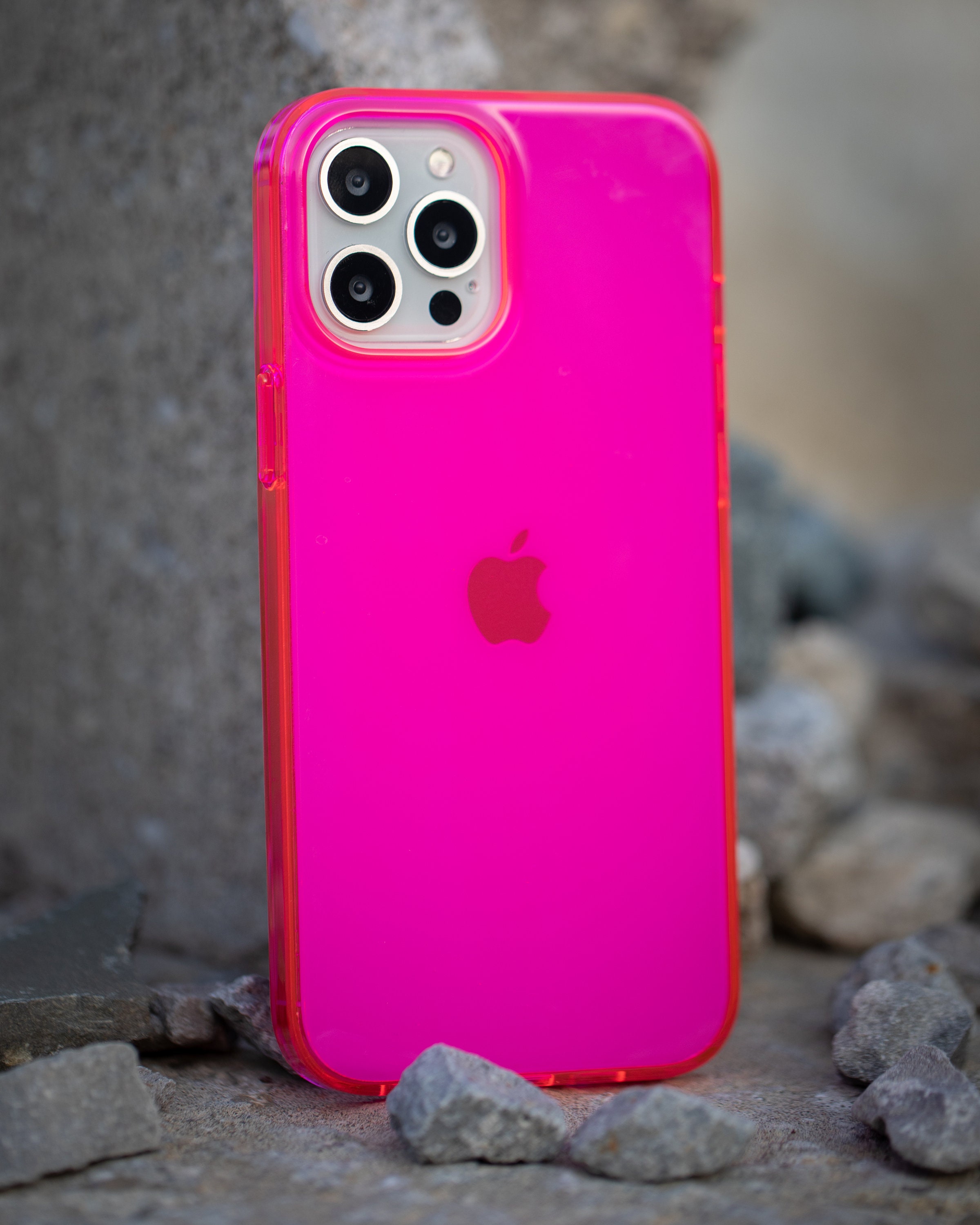 NYCPrimeTech iPhone 12 Pro Max Case/Slim and Soft Transparent Neon Pink Cover Wi