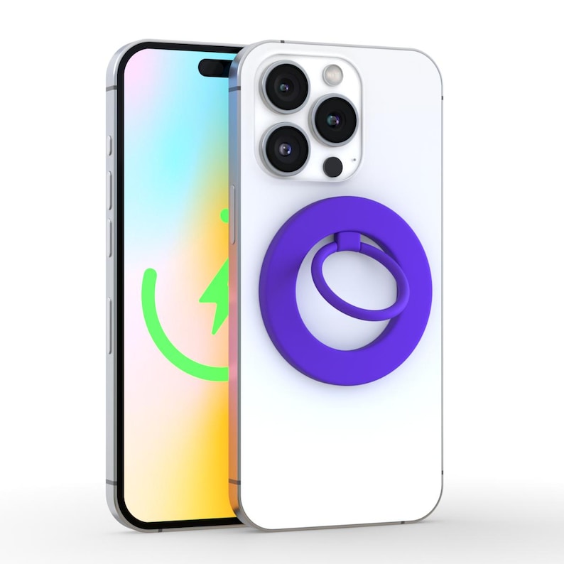Neon MagSafe Ring Grip with Matching Silicone Premium iPhone Case with MagSafe. Available in Neon Pink, Green, Orange, Yellow, Purple, Blue image 9