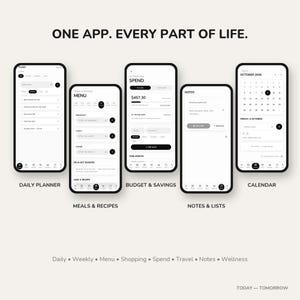 All In One Digital Planner App • Daily Weekly Life Organizer & Brain Dump • Meal Plan Budget Travel Recipes Notes • One Time Purchase Web Ap
