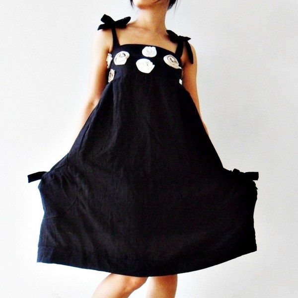 Flower Black Rose Sweet cotton Dress