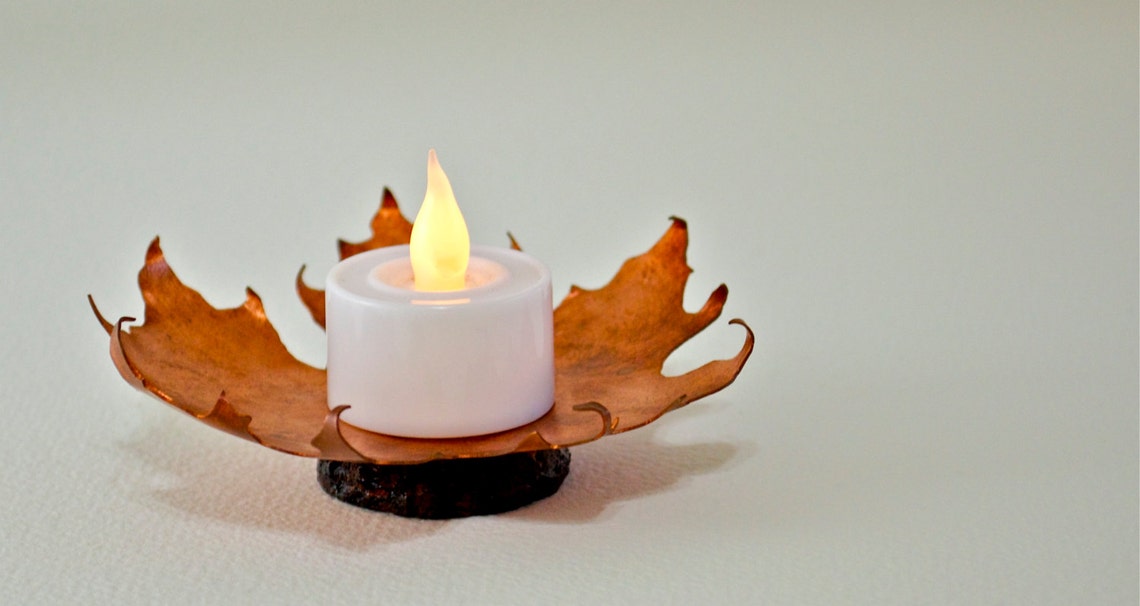 Autumn Leaf Copper Candle Holder Maple Leaf Candle Holder Etsy