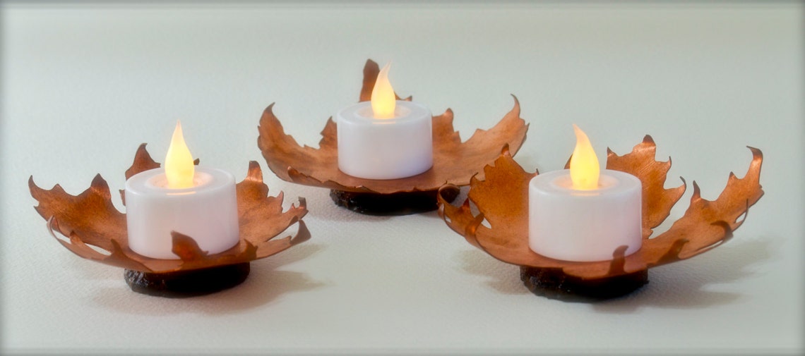 Autumn Leaf Copper Candle Holder Maple Leaf Candle Holder Etsy