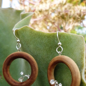 Ring Flowers Wood & Silver Hoop Earrings image 3