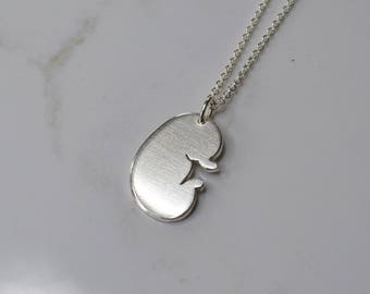 Sterling Silver Kidney Necklace, Recycled Silver Kidney Charm, Kidney Transplant Necklace, Dialysis Necklace