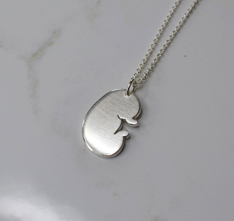 Sterling Silver Kidney Necklace Recycled Silver Kidney Charm Etsy