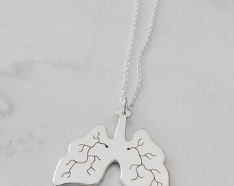 Handmade Sterling Silver Lungs Necklace, Recycled Eco-friendly Silver Lungs, Lungs Charm, Transplant Gift