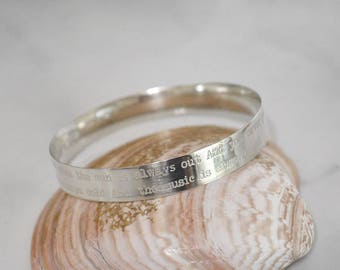 Sterling Silver Round Bangle Engraveable Bracelet, Full Round Bangle