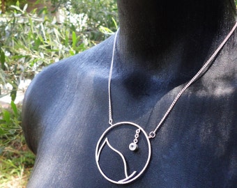 Handmade Silver Leaf Large Hoop Necklace