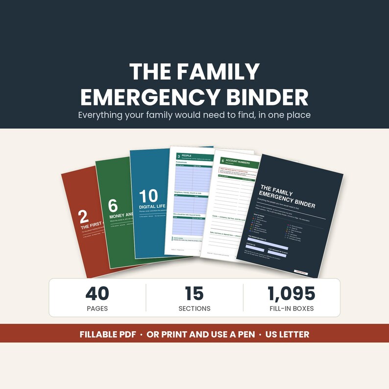 Family Emergency Binder Fillable PDF, End of Life Planner for Important Documents and Last Wishes image 1