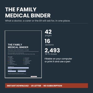 Medical Binder Fillable PDF | Medication Log | Doctor Visit and Blood Pressure Tracker image 1