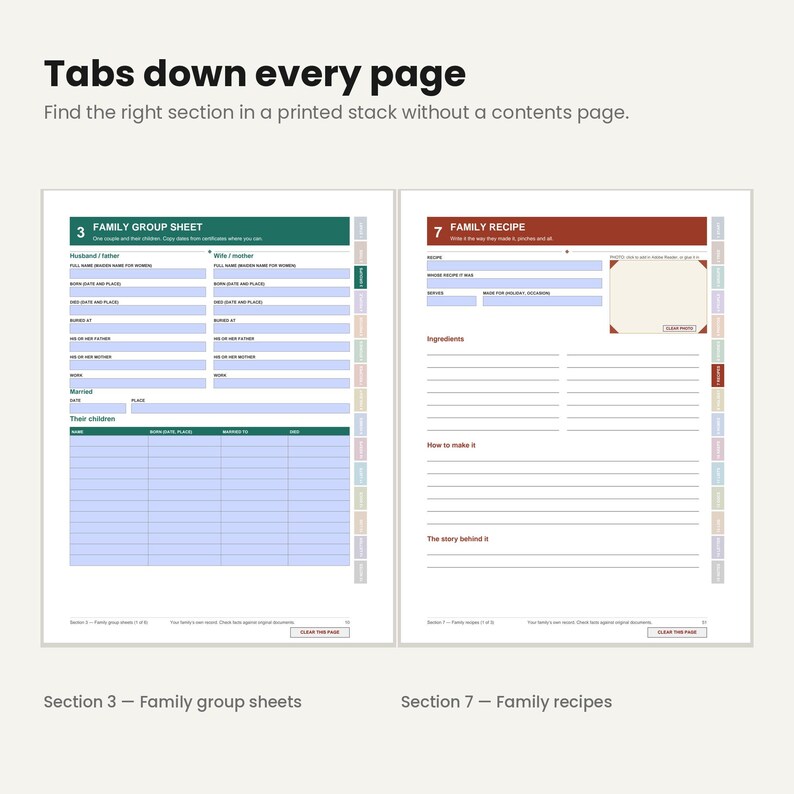 Family History Binder Fillable PDF | Genealogy Organizer | Ancestor Profiles, Family Recipes and Photos image 6