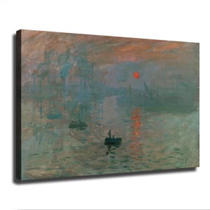 Impression Sunrise - Quadro su tela con stampa di un dipinto di Claude Monet, classico impressionista francese, paesaggio oceanico vintage.