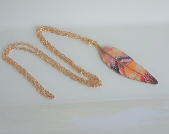 Gold Leaf Pendant Necklace, Long Women's Necklace, Gift for her, Mother's Gift