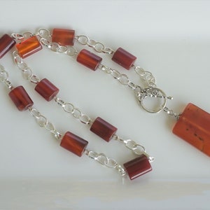 Red Agate Necklace, Women&#39;s Gemstone Necklace, Red Necklace, Statement Necklace