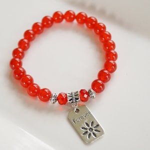 Red Gemstone Quartz Bracelet, Women&#39;s Bracelet, Red Stretchy Bracelet, Love Bracelet, Gift for her, Mother&#39;s gift