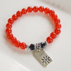 Red Gemstone Quartz Bracelet, Women&#39;s Bracelet, Red Stretchy Bracelet, Love Bracelet,  Gift for her, Mother&#39;s gift