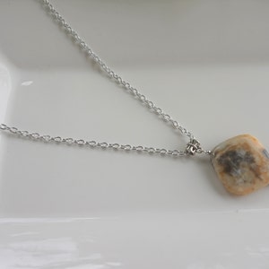 Brown/Beige Shell Jasper Pendant Necklace, Women&#39;s Necklace, Gift for her