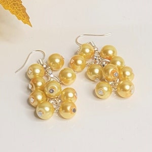 Gold Pearl Cluster Earrings, Gift for her, Mother&#39;s Gift