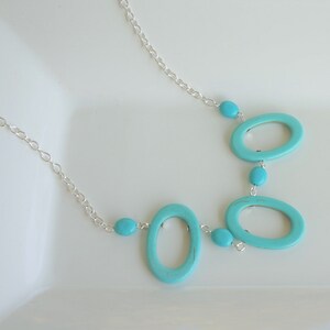 Blue Turquoise Chain Necklace,  Women&#39;s Blue Necklace, Gift for her, Mother&#39;s gift