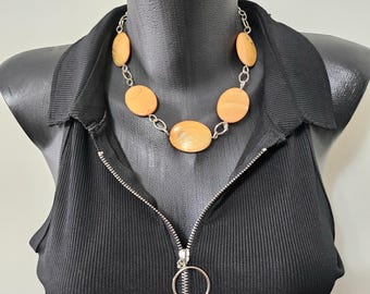 Chunky Orange Shell Necklace, Women's Necklace, Gift for her