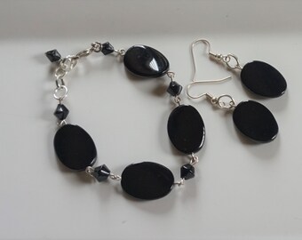 Black Bracelet Set, Women's Bracelet,, Gift for her, Mother's Gift