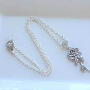 Silver Rose Pendant Necklace, Women&#39;s Necklace, Silver Necklace, Gift for her, Mother&#39;s Gift