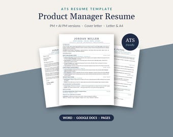 Product Manager Resume Template for Tech Jobs, ATS Resume (Digital Download)