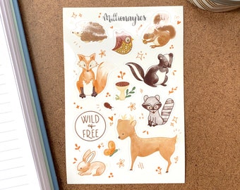 Woodland Animals Sticker Sheet: Forest Fauna Planner Stickers